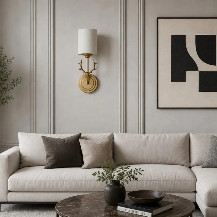 Brass Antler Glass Shade Wall Sconce HL4232