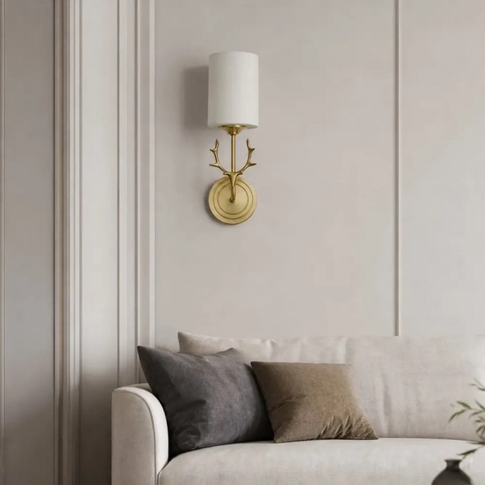 Brass Antler Glass Shade Wall Sconce HL4232