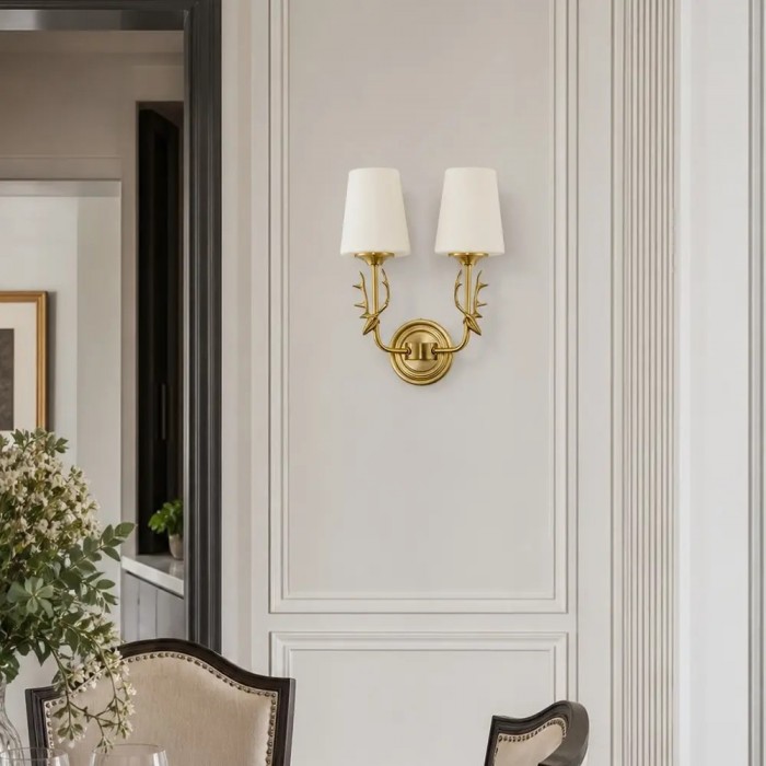 Brass Antler Glass Shade Wall Sconce HL4232