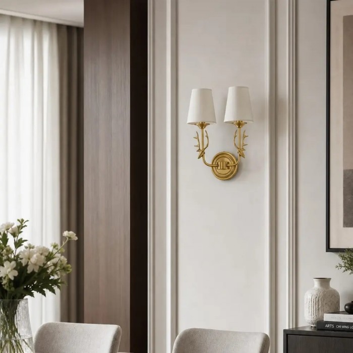 Brass Antler Glass Shade Wall Sconce HL4232