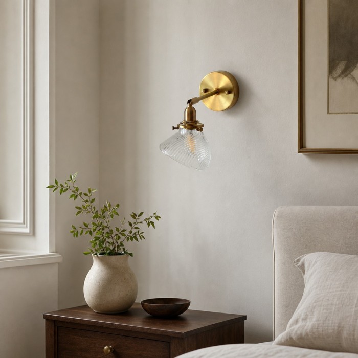 Mosiężna szklana lampa ścienna do czytania przy łóżku HL4342