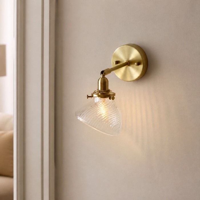 Mosiężna szklana lampa ścienna do czytania przy łóżku HL4342