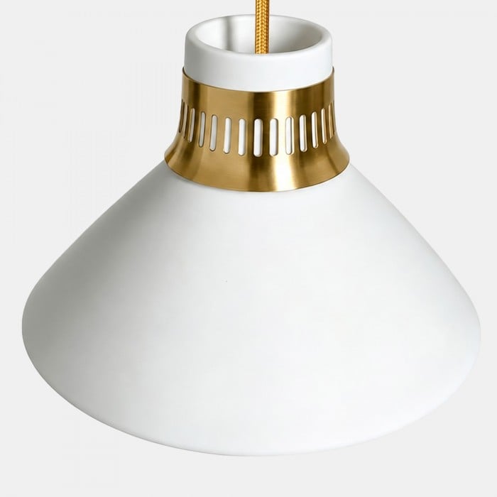 Calvor hanglamp met witte porseleinen kap en messing afwerking - Enkelvoudige en lineaire uitvoering voor de keuken HL4200