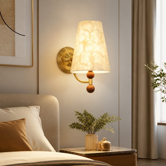 Capiz Shell and Wood Accent Wall Sconce HL4343