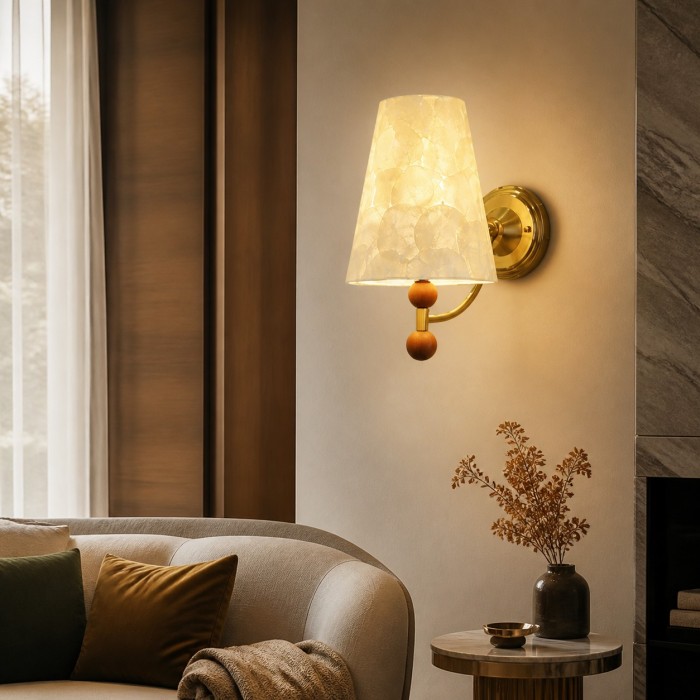 Capiz Shell and Wood Accent Wall Sconce HL4343