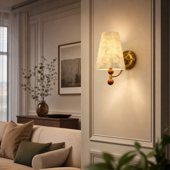 Capiz Shell and Wood Accent Wall Sconce HL4343