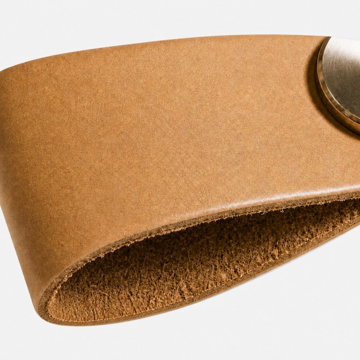 Poignée de meuble en cuir de vachette et laiton HL4592