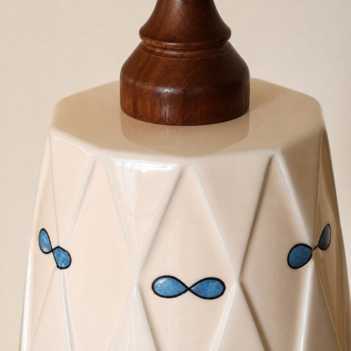 Suspension en céramique crème et bois HL4367