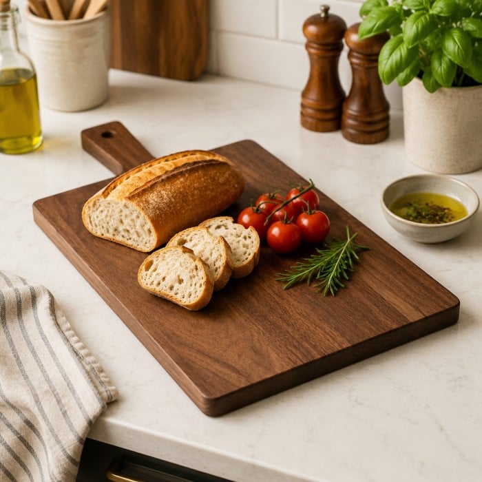 Double-Sided Solid Wood Cutting Board with Textured Serving Surface HL4626