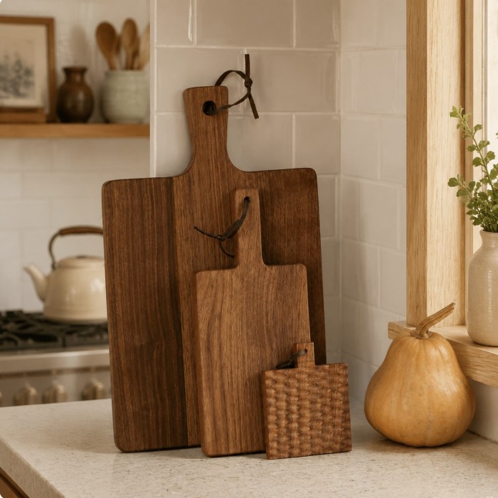Double-Sided Solid Wood Cutting Board with Textured Serving Surface HL4626