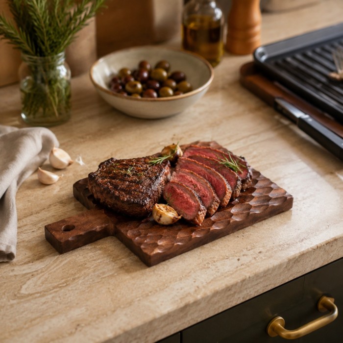 Double-Sided Solid Wood Cutting Board with Textured Serving Surface HL4626