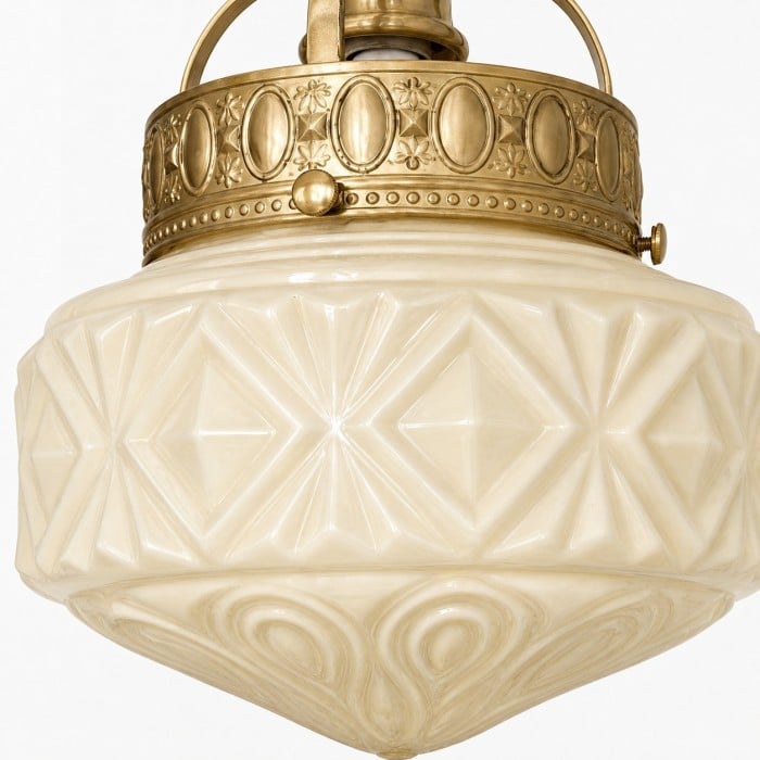 Suspension vintage en verre opalin gaufré pour salle à manger HL4588