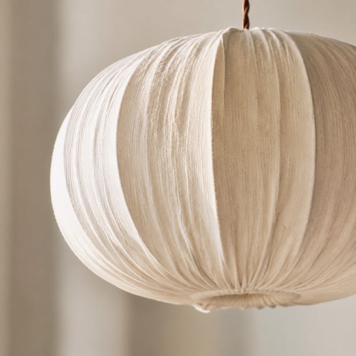 Suspension en tissu avec rosace en bois HL4438