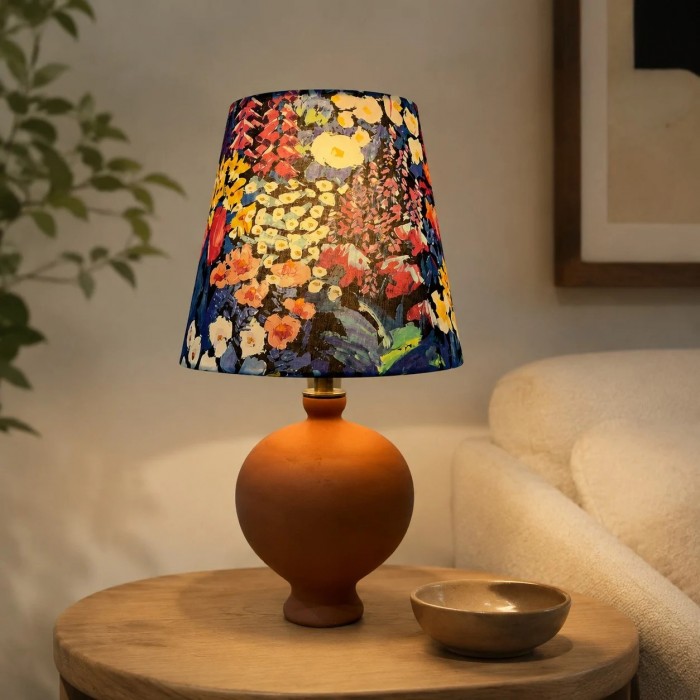 Tafellamp van keramiek met bloemenprint HL4479