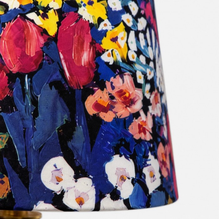 Tafellamp van keramiek met bloemenprint HL4479