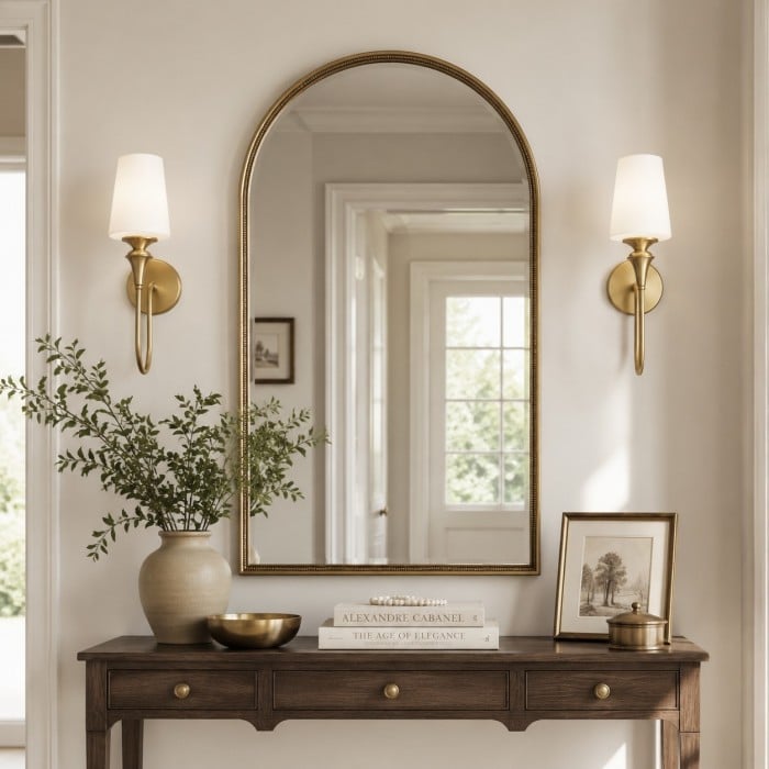 French Antique Brass Glass Wall Sconce HL4246