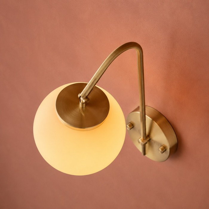 French Brass Glass Globe Wall Light HL4328