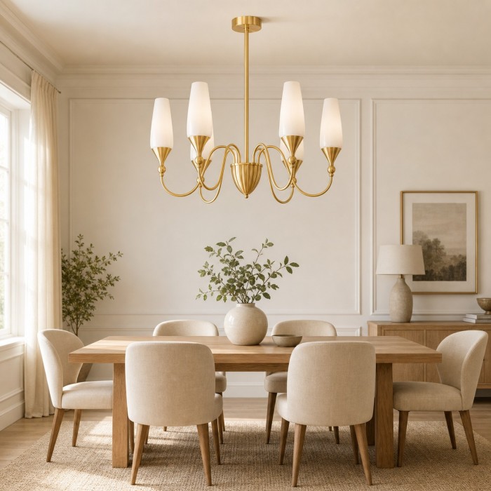 Französischer Kronleuchter aus Kupfer und Glas für das Esszimmer HL4384