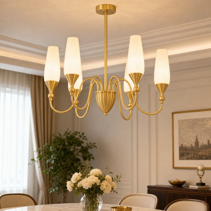 Französischer Kronleuchter aus Kupfer und Glas für das Esszimmer HL4384