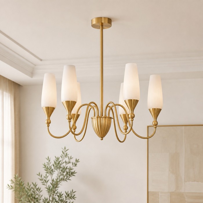 Französischer Kronleuchter aus Kupfer und Glas für das Esszimmer HL4384