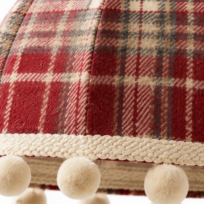 Suspension lumineuse en tissu à pompons couleur crème française HL4428