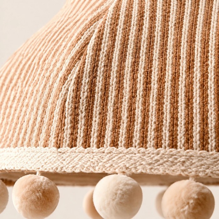 Suspension lumineuse en tissu à pompons couleur crème française HL4428