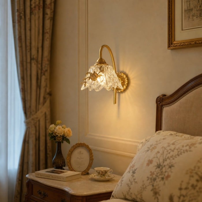 French Floral Brass Wall Sconce HL4243