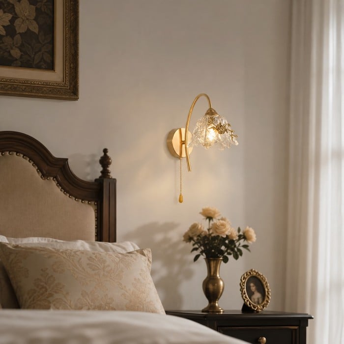 French Floral Brass Wall Sconce HL4243