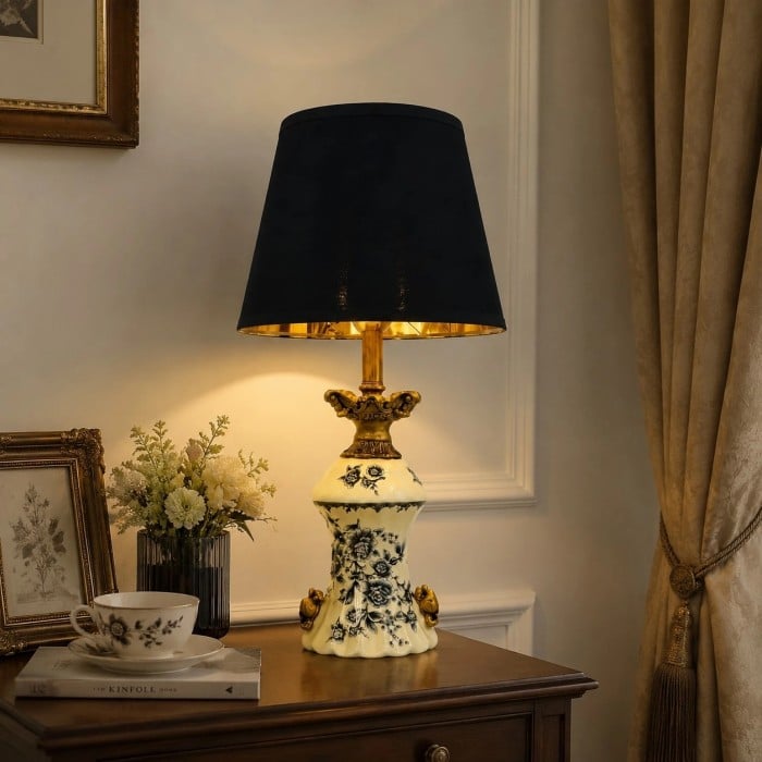 Franse vintage keramische tafellamp HL4571