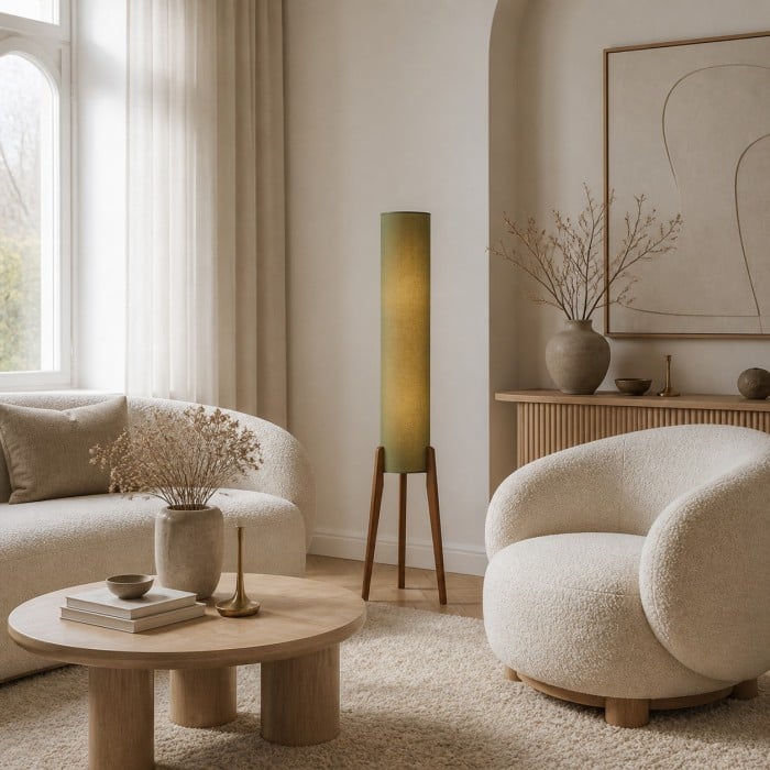 French Vintage Fabric Cylinder Floor Lamp HL4319