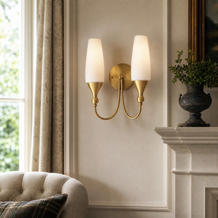 Aplique de pared francés vintage de cristal opalino HL4281