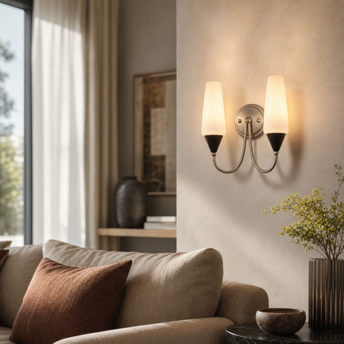 Aplique de pared francés vintage de cristal opalino HL4281
