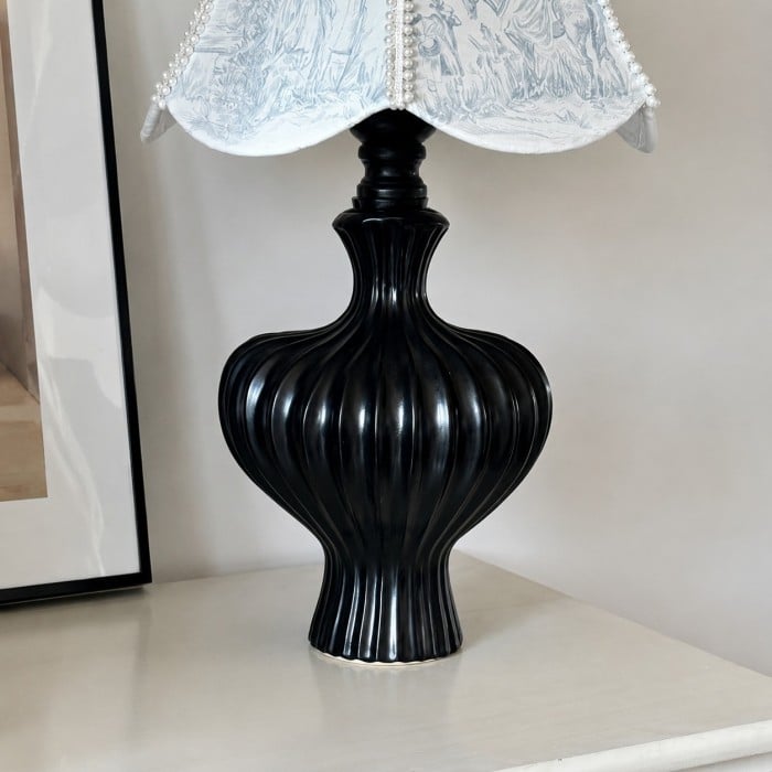 Franse vintage tafellamp met bedrukte lampenkap HL4575