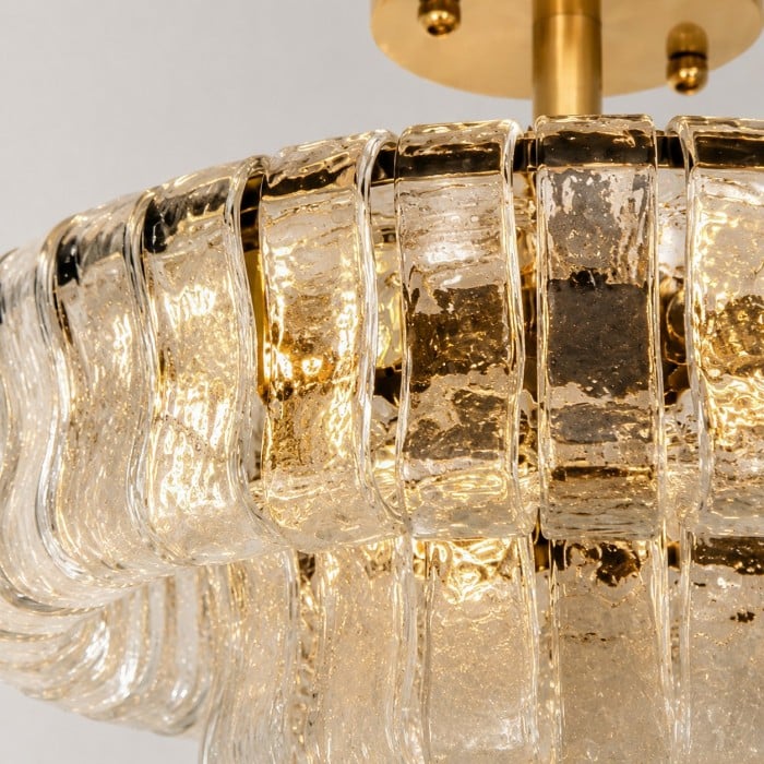 Lampadario francese vintage in vetro ondulato HL4373