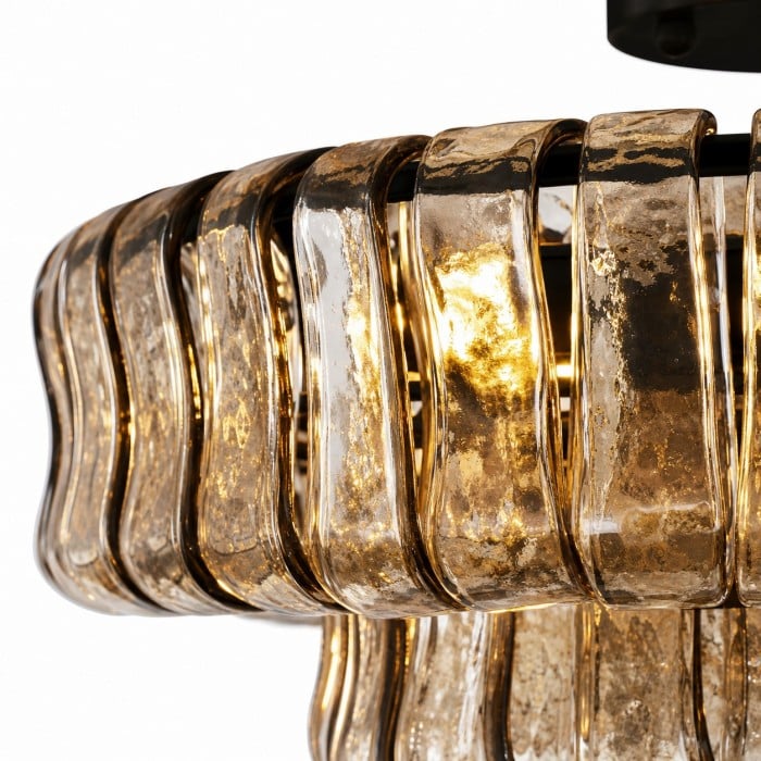 Lampadario francese vintage in vetro ondulato HL4373