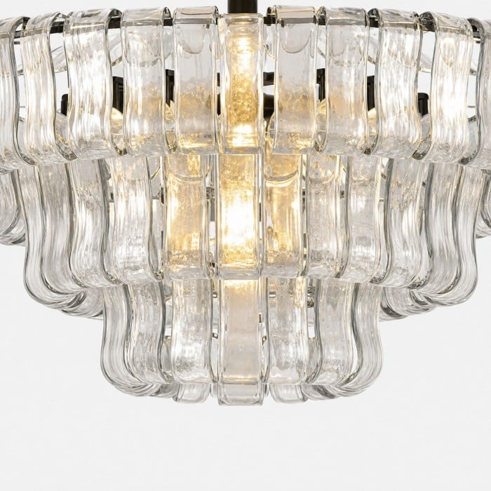 Lampadario francese vintage in vetro ondulato HL4373