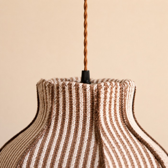 Suspension vintage française en tissu rayé HL4419