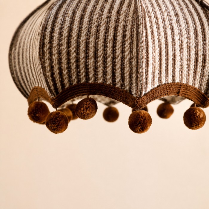 Suspension vintage française en tissu rayé HL4419