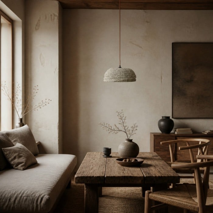 Gathered Fabric Pendant Lamp with Botanical Pattern Option HL4404
