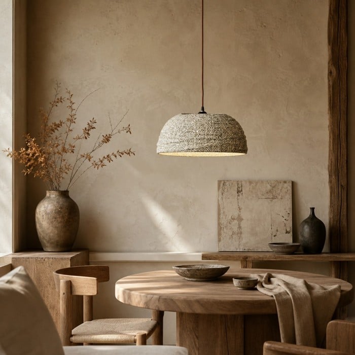 Gathered Fabric Pendant Lamp with Botanical Pattern Option HL4404