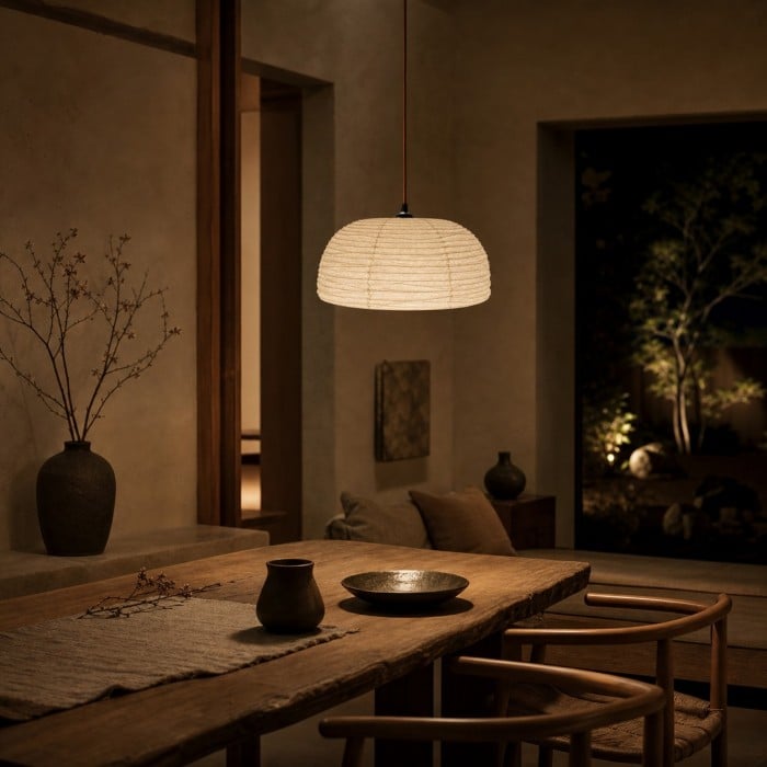 Gathered Fabric Pendant Lamp with Botanical Pattern Option HL4404