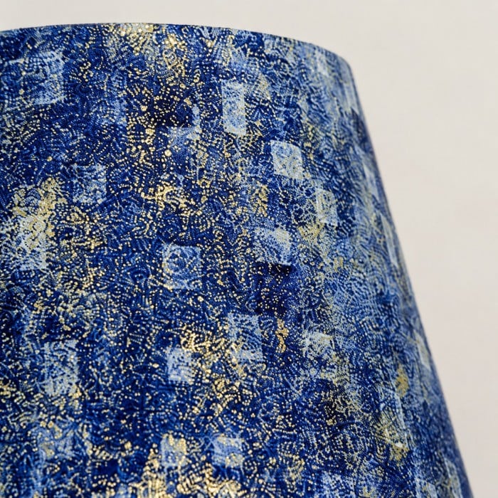Verguld blauw stoffen keramische tafellamp HL4483