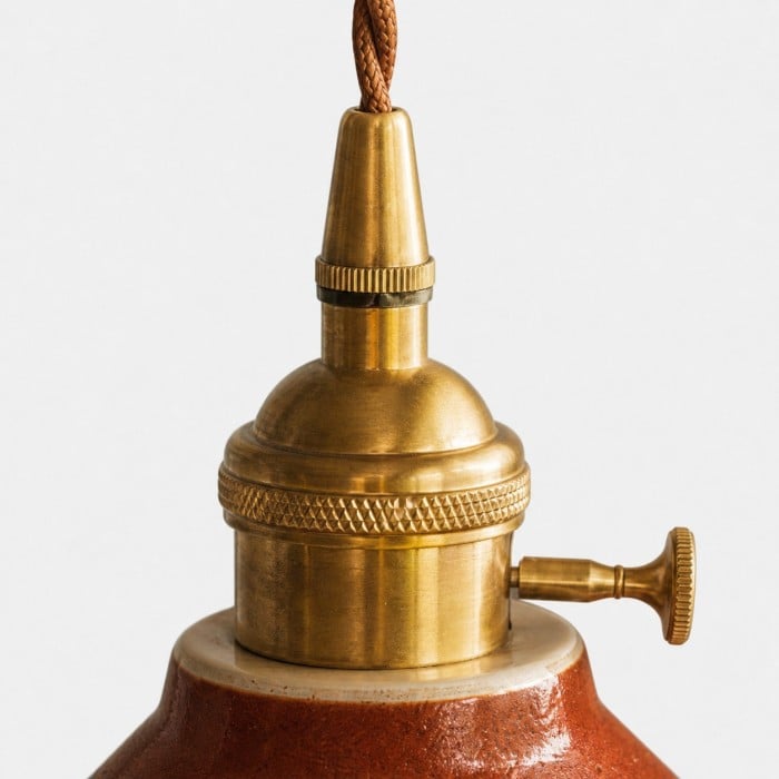 Glazed Ceramic Pendant Light with Antique Brass Hardware HL4508