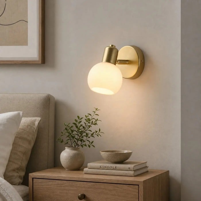 Gold Iron and Brass Wall Sconce with Glass Shade HL4214
