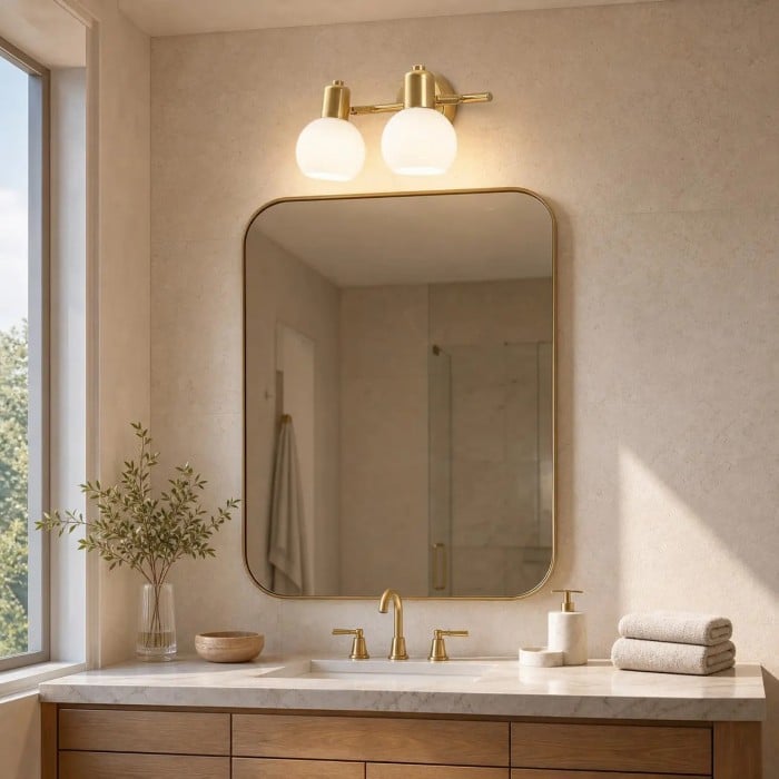 Gold Iron and Brass Wall Sconce with Glass Shade HL4214