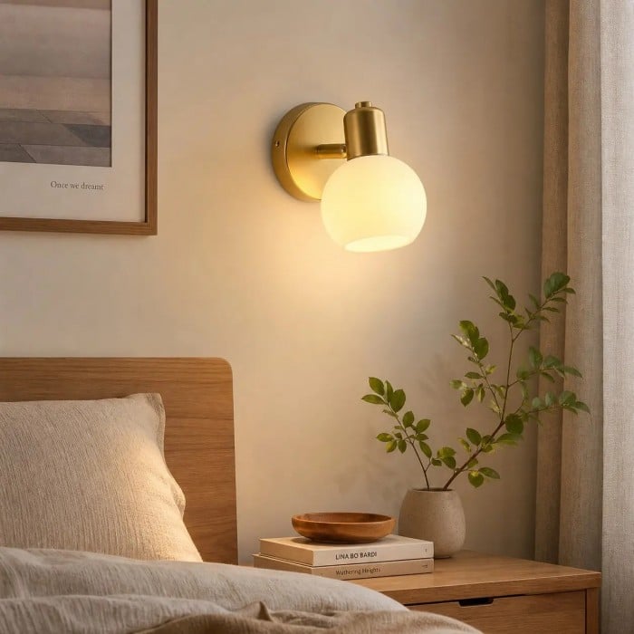 Gold Iron and Brass Wall Sconce with Glass Shade HL4214