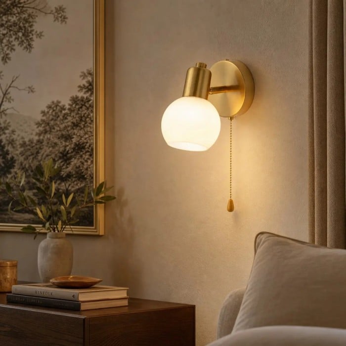 Gold Iron and Brass Wall Sconce with Glass Shade HL4214