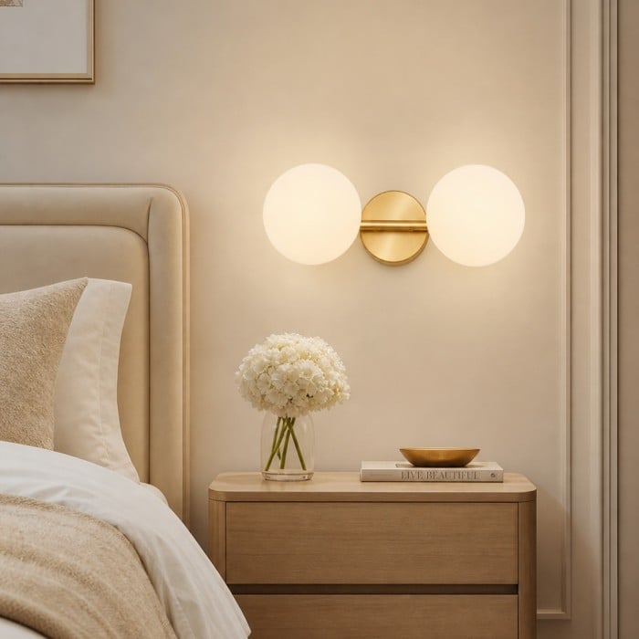 Lámpara de tocador de cristal opalino dorado HL4251