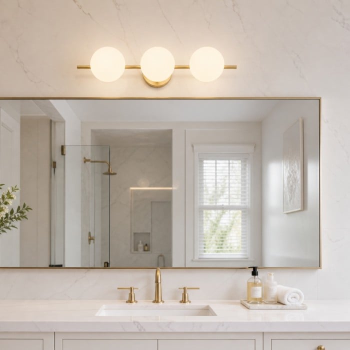 Lámpara de tocador de cristal opalino dorado HL4251