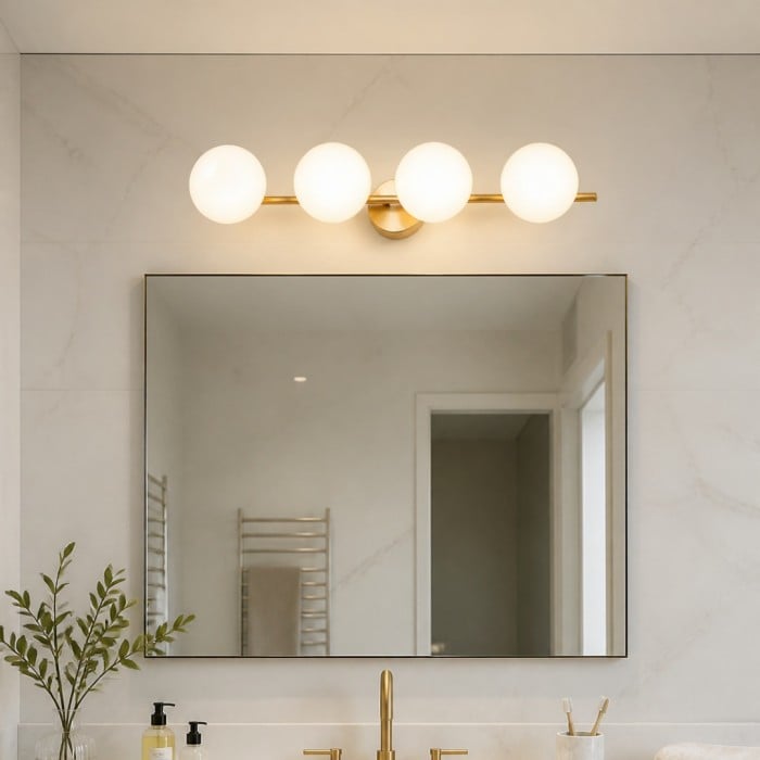 Lámpara de tocador de cristal opalino dorado HL4251